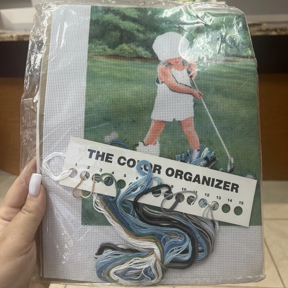 Simplicity Color Art Counted Cross Stitch 05595 Daddy's Caddie 8x10‎ Golf Child